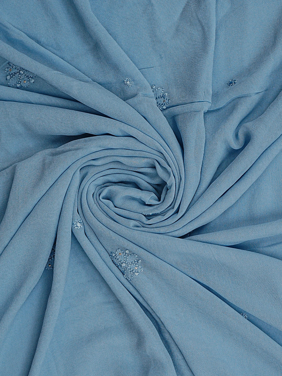 Ada Hand Embroidered Blue Viscose Georgette Lucknowi Chikankari Semi-Stitched Anarkali Kurta Dupatta Set With Mukaish Work 01A901418