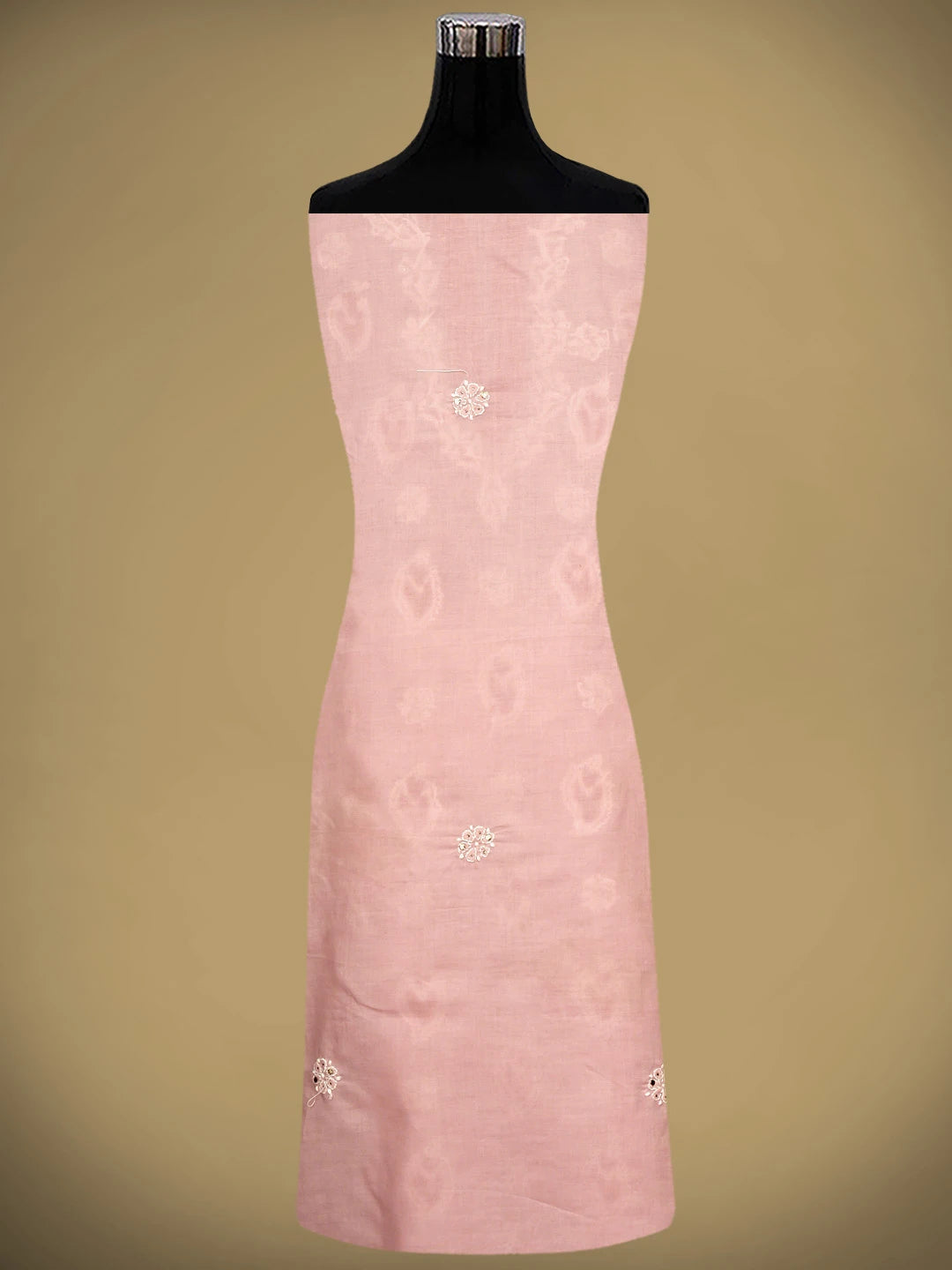 Ada Hand Embroidered Pink Cotton Lucknowi Chikankari Unstitched Suit Piece With Muqaish Work 01A669328
