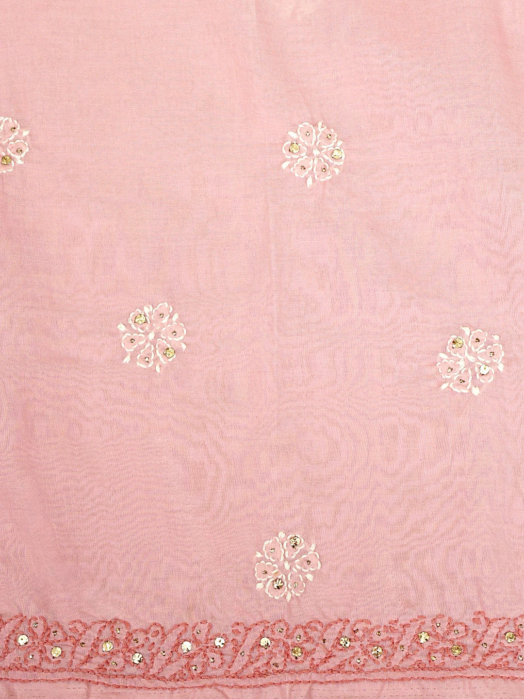 Ada Hand Embroidered Pink Cotton Lucknowi Chikankari Unstitched Suit Piece With Muqaish Work 01A669328