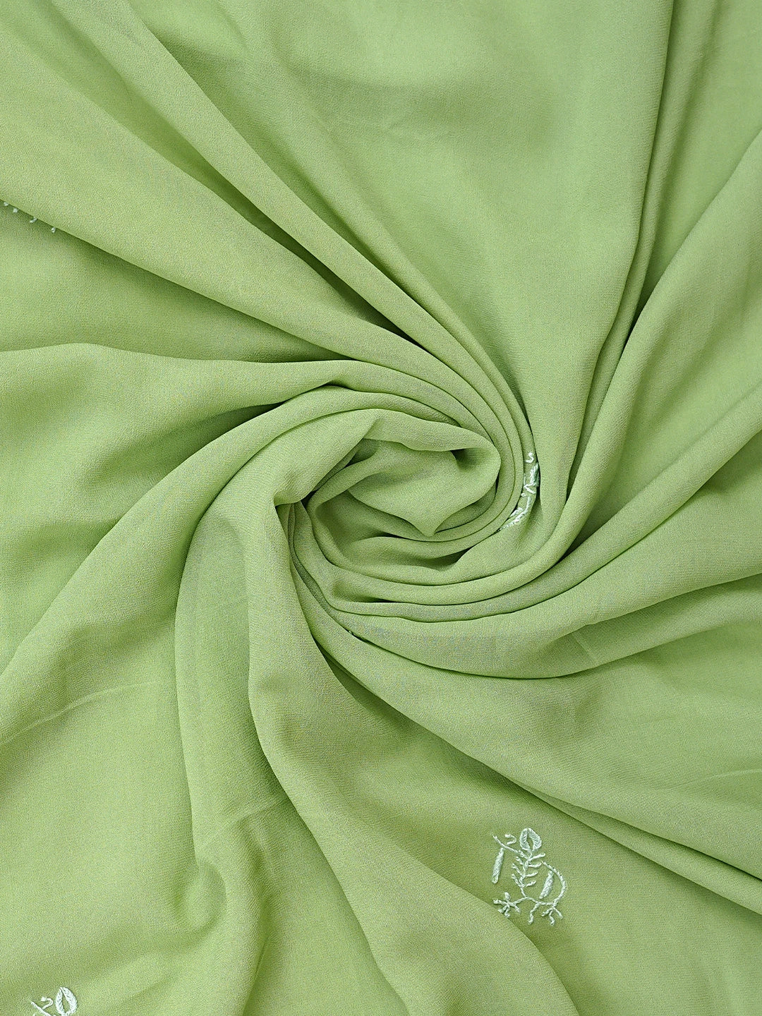 Ada Hand Embroidered Willow Green Pure Georgette Lucknowi Chikankari Unstitched Kurta Dupatta Set 01A664752