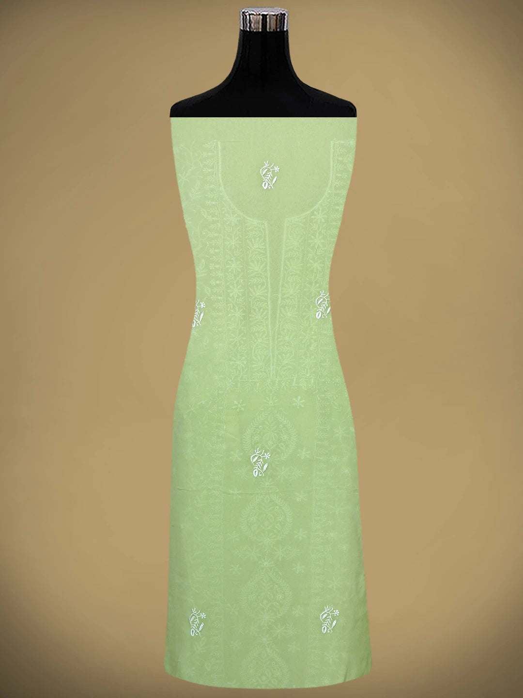 Ada Hand Embroidered Willow Green Pure Georgette Lucknowi Chikankari Unstitched Kurta Dupatta Set 01A664752
