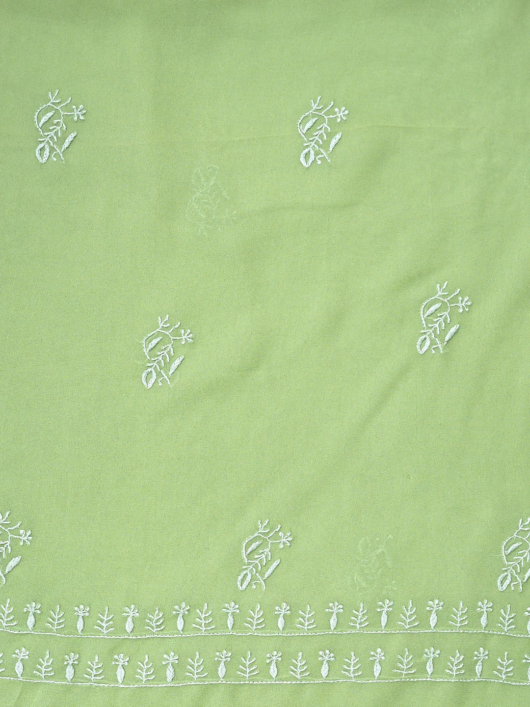 Ada Hand Embroidered Willow Green Pure Georgette Lucknowi Chikankari Unstitched Kurta Dupatta Set 01A664752