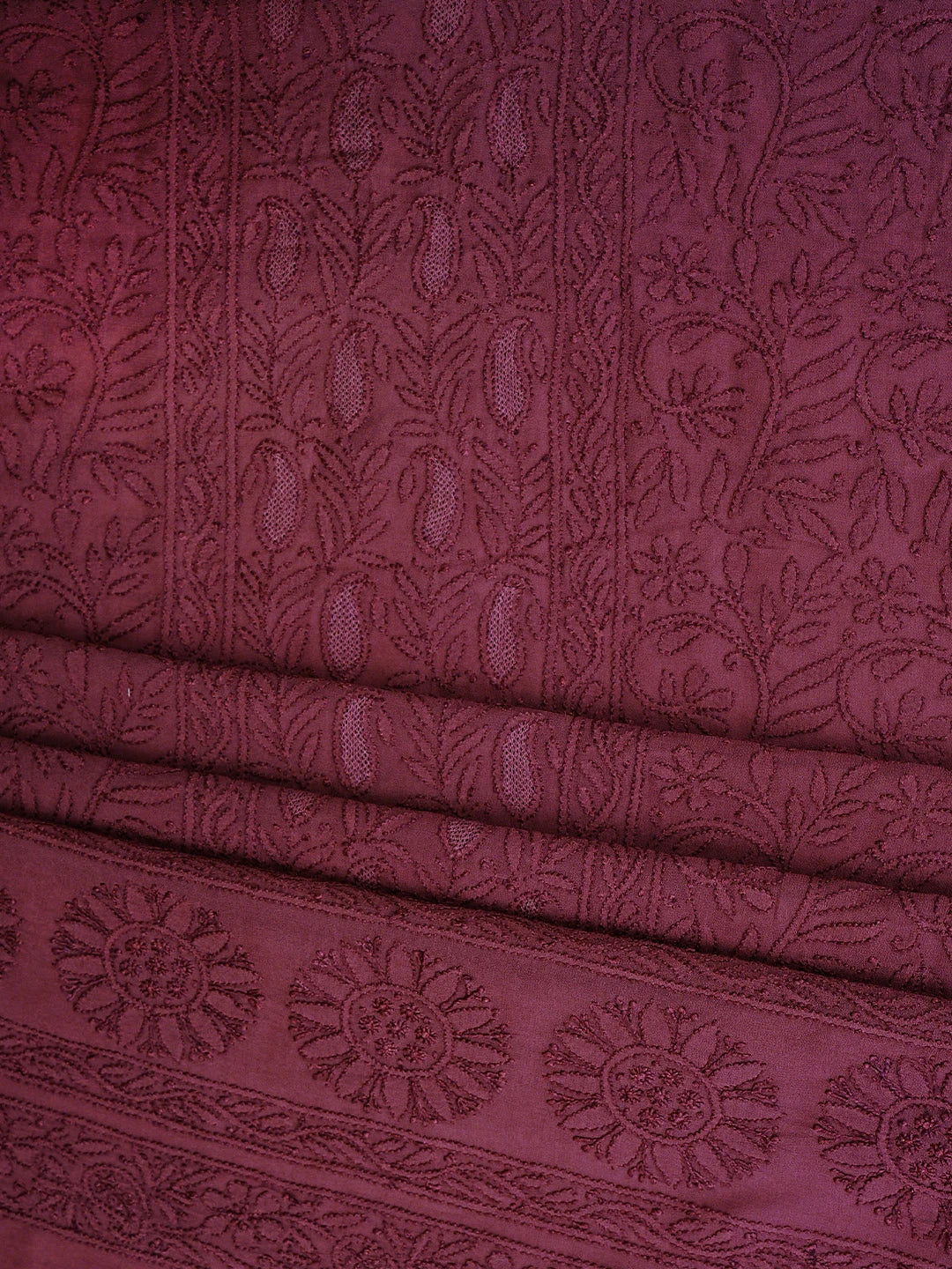 Ada Hand Embroidered Vintage Berry Pink Viscose Georgette Lucknowi Chikankari Unstitched Kurta Dupatta Set 01A813625