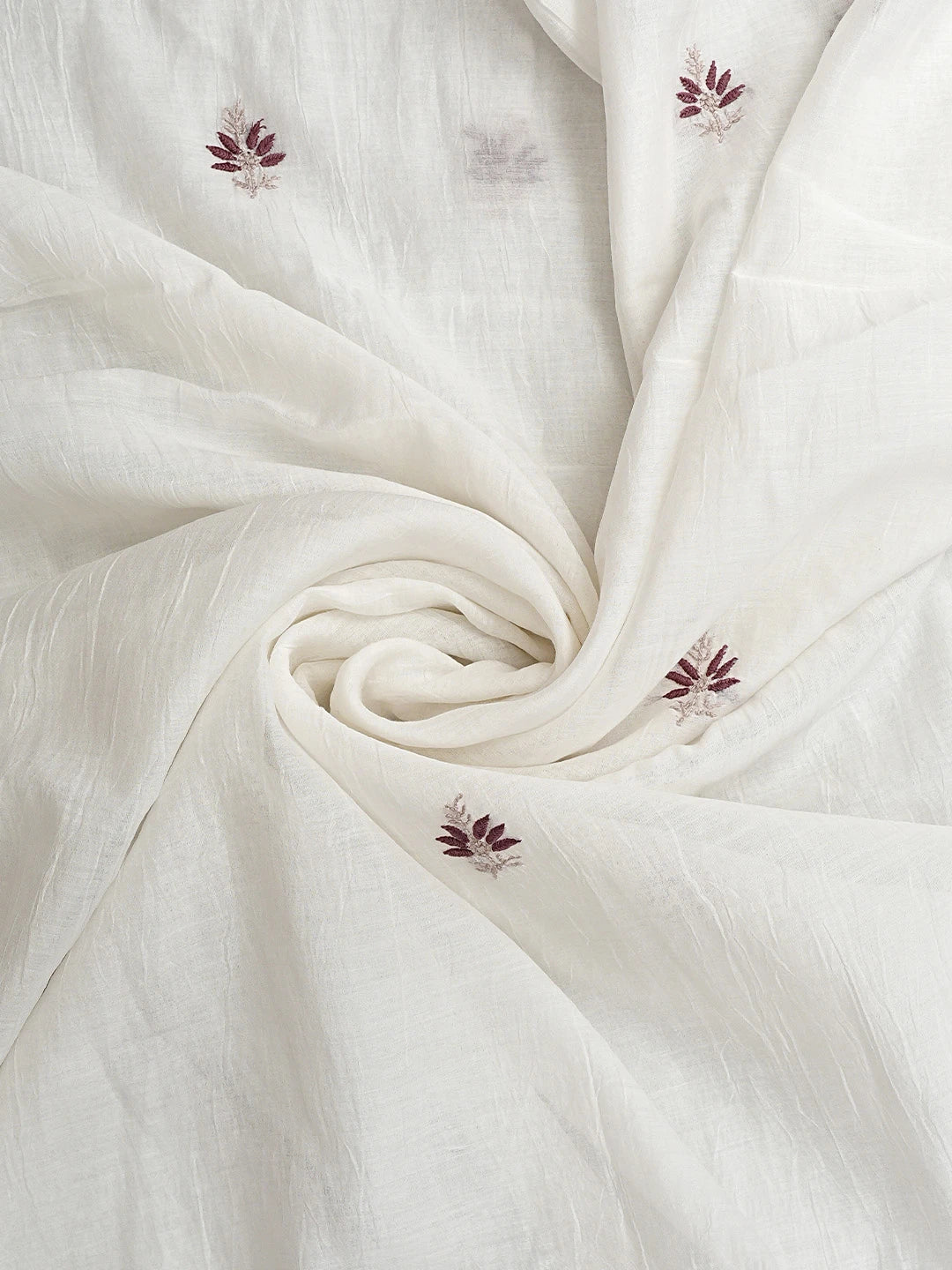 Ada Hand Embroidered White Old Lace Chanderi Lucknowi Chikankari Unstitched Kurta Dupatta Set 01A943712