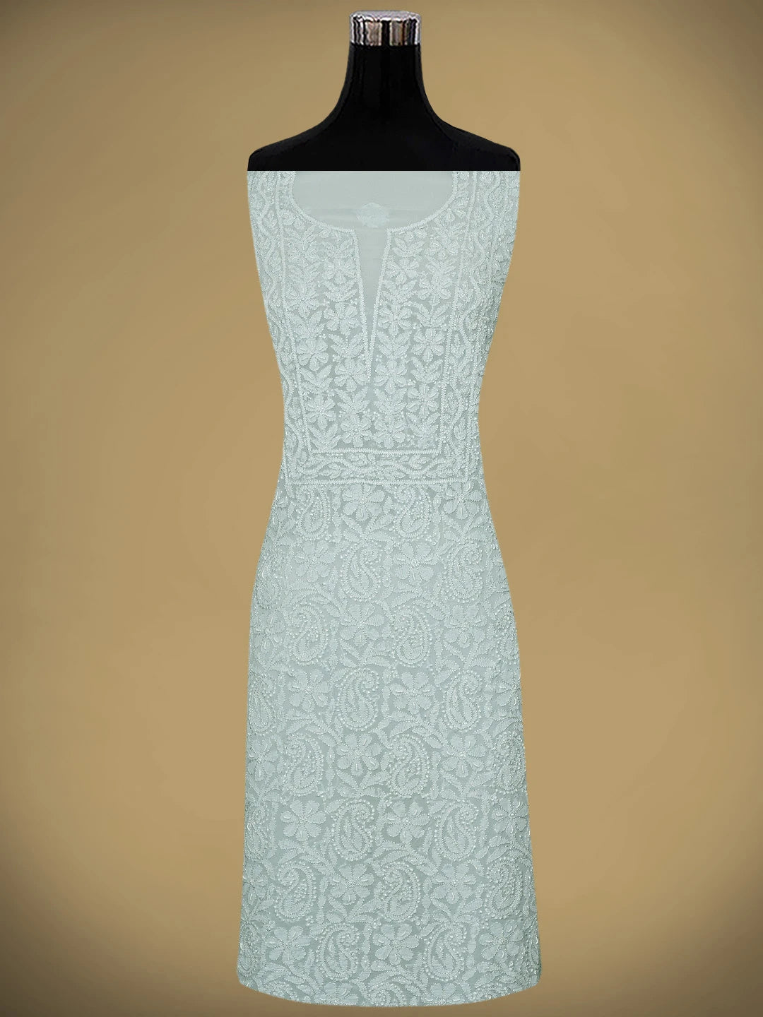 Ada Hand Embroidered light Blue Viscose Georgette Lucknowi Chikankari Unstitched Kurta Dupatta Set With Cutdana Work 01A944855