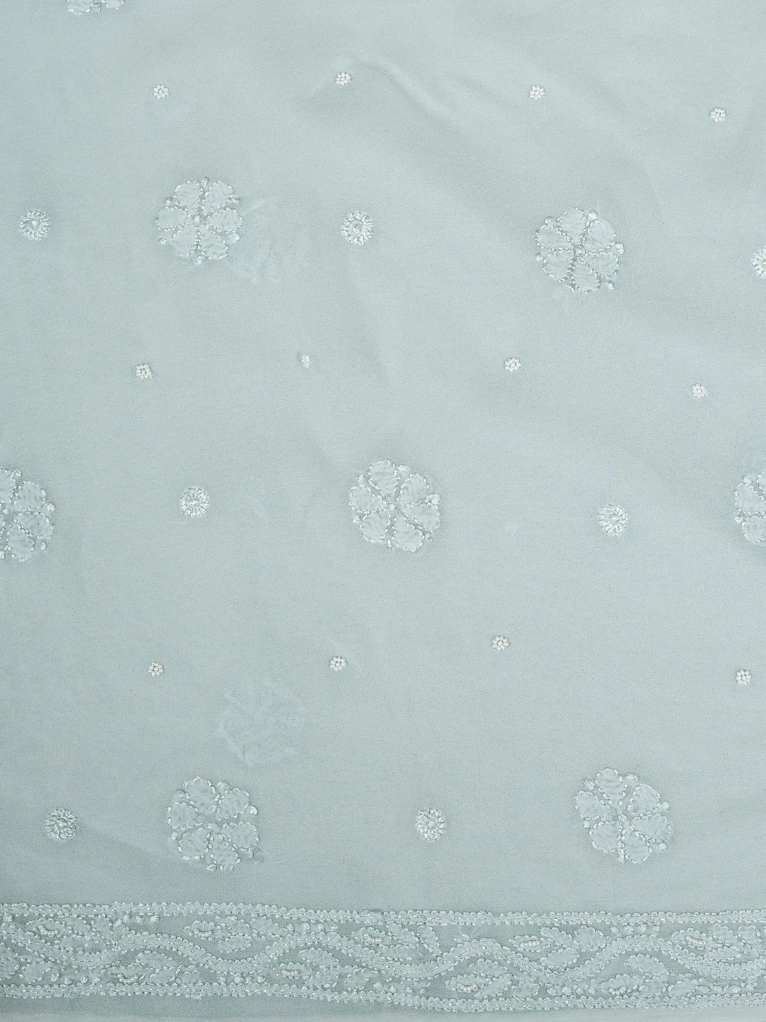 Ada Hand Embroidered light Blue Viscose Georgette Lucknowi Chikankari Unstitched Kurta Dupatta Set With Cutdana Work 01A944855