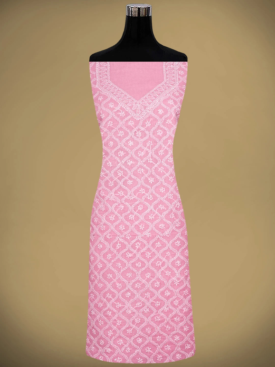 Ada Hand Embroidered Dark Pink Cotton Lucknowi Chikankari Unstitched Suit Piece 01A854946