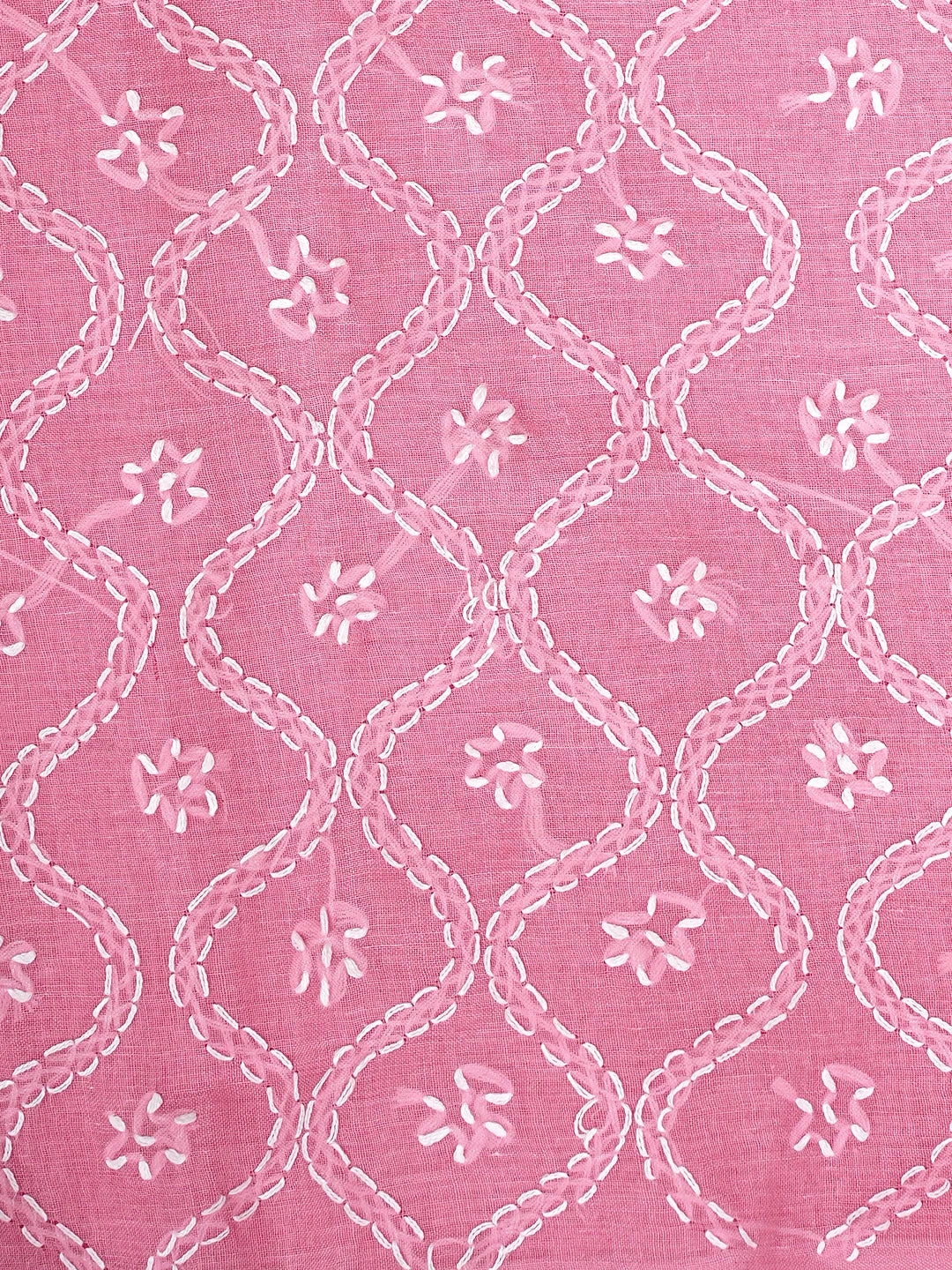 Ada Hand Embroidered Dark Pink Cotton Lucknowi Chikankari Unstitched Suit Piece 01A854946