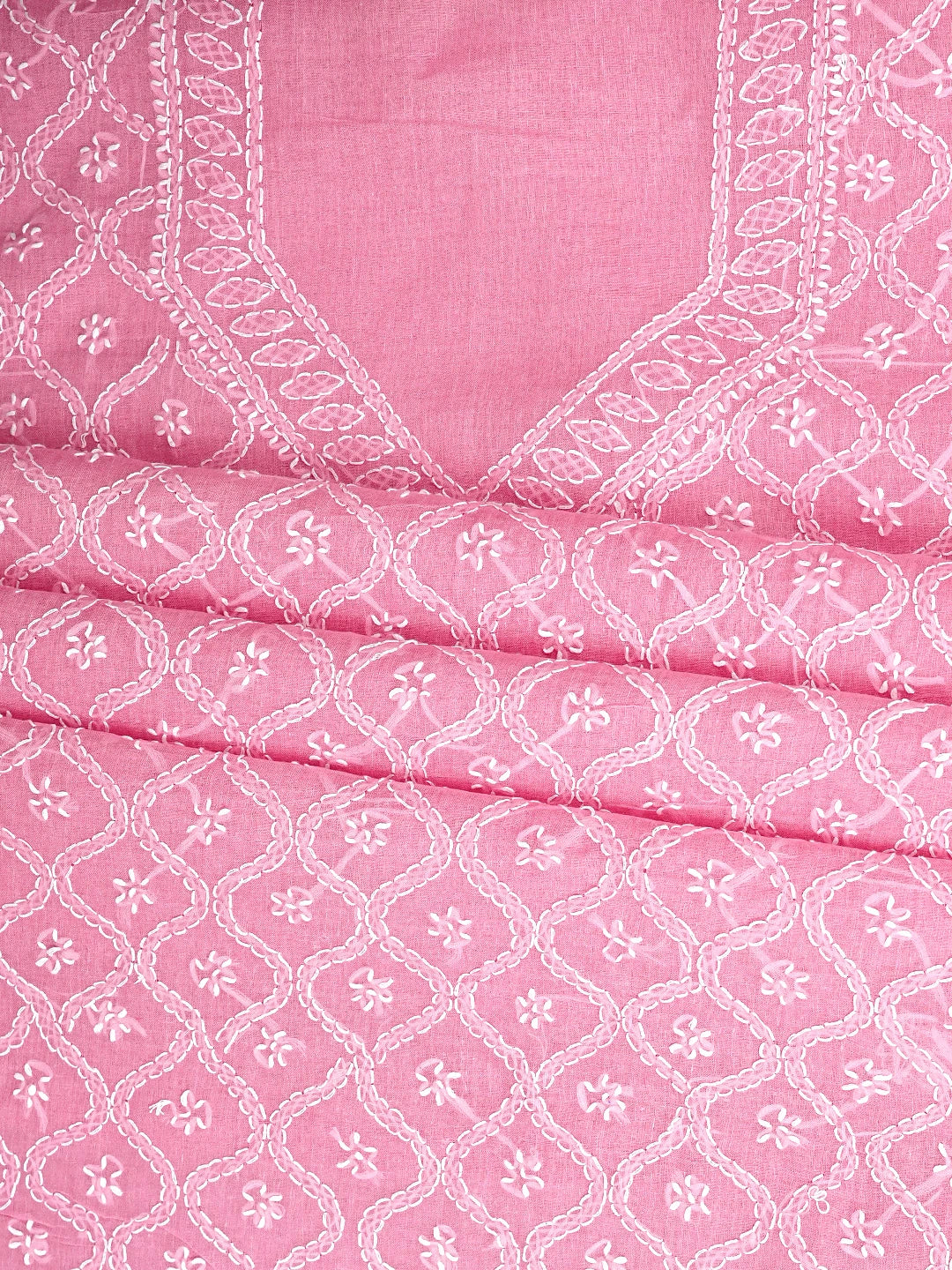 Ada Hand Embroidered Dark Pink Cotton Lucknowi Chikankari Unstitched Suit Piece 01A854946