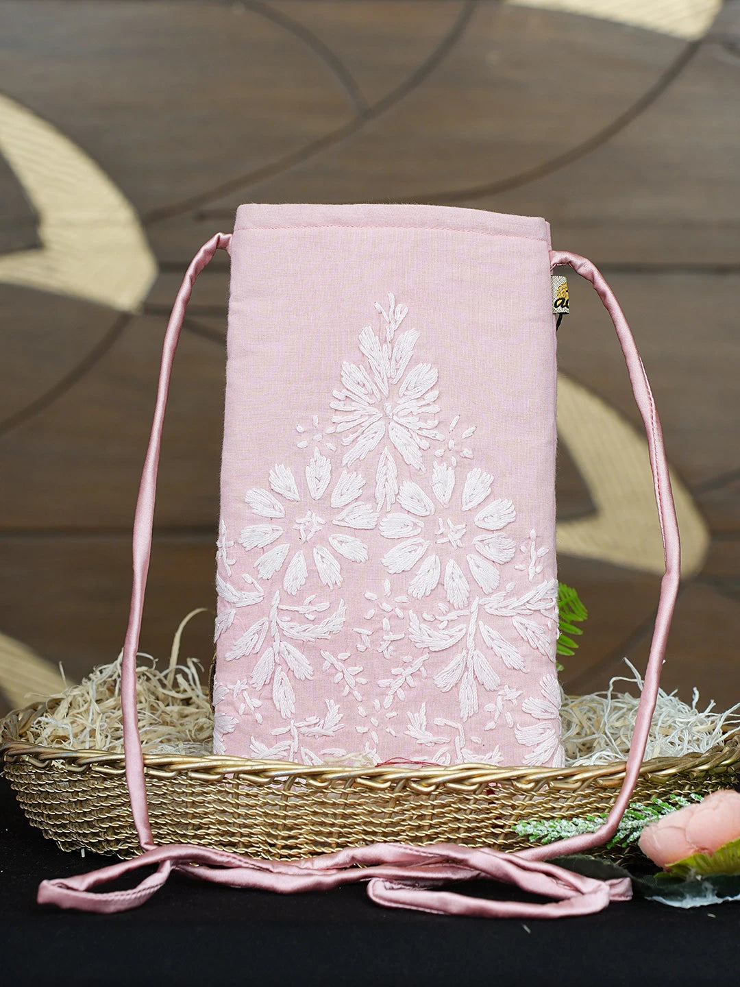 Ada Hand Embroidered Pink Cotton Lucknowi Chikankari Mobile Cover 01A936973