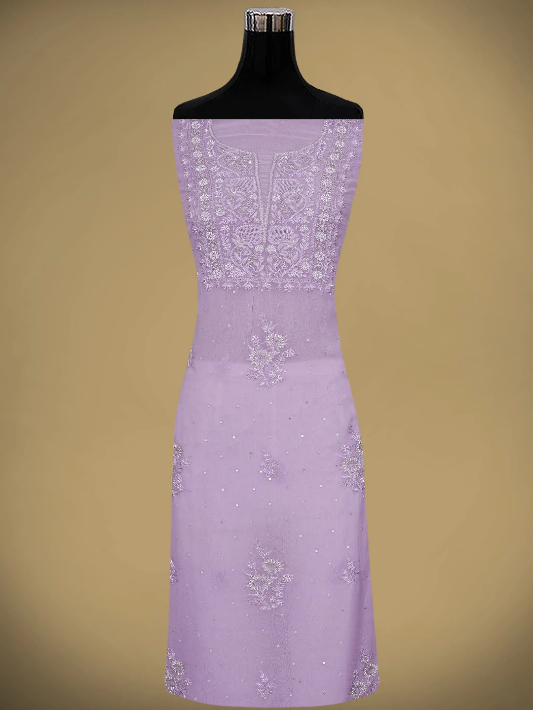 Ada Hand Embroidered Mauve Viscose Georgette Lucknowi Chikankari Unstitched Kurta Dupatta Set With Cutdana Work 01A810410