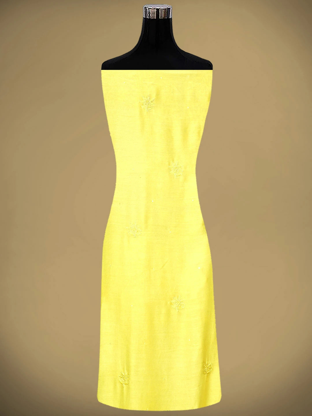 Ada Hand Embroidered Lemon Muslin Lucknowi Chikankari Unstitched Suit Piece With Zari Work 01A795829