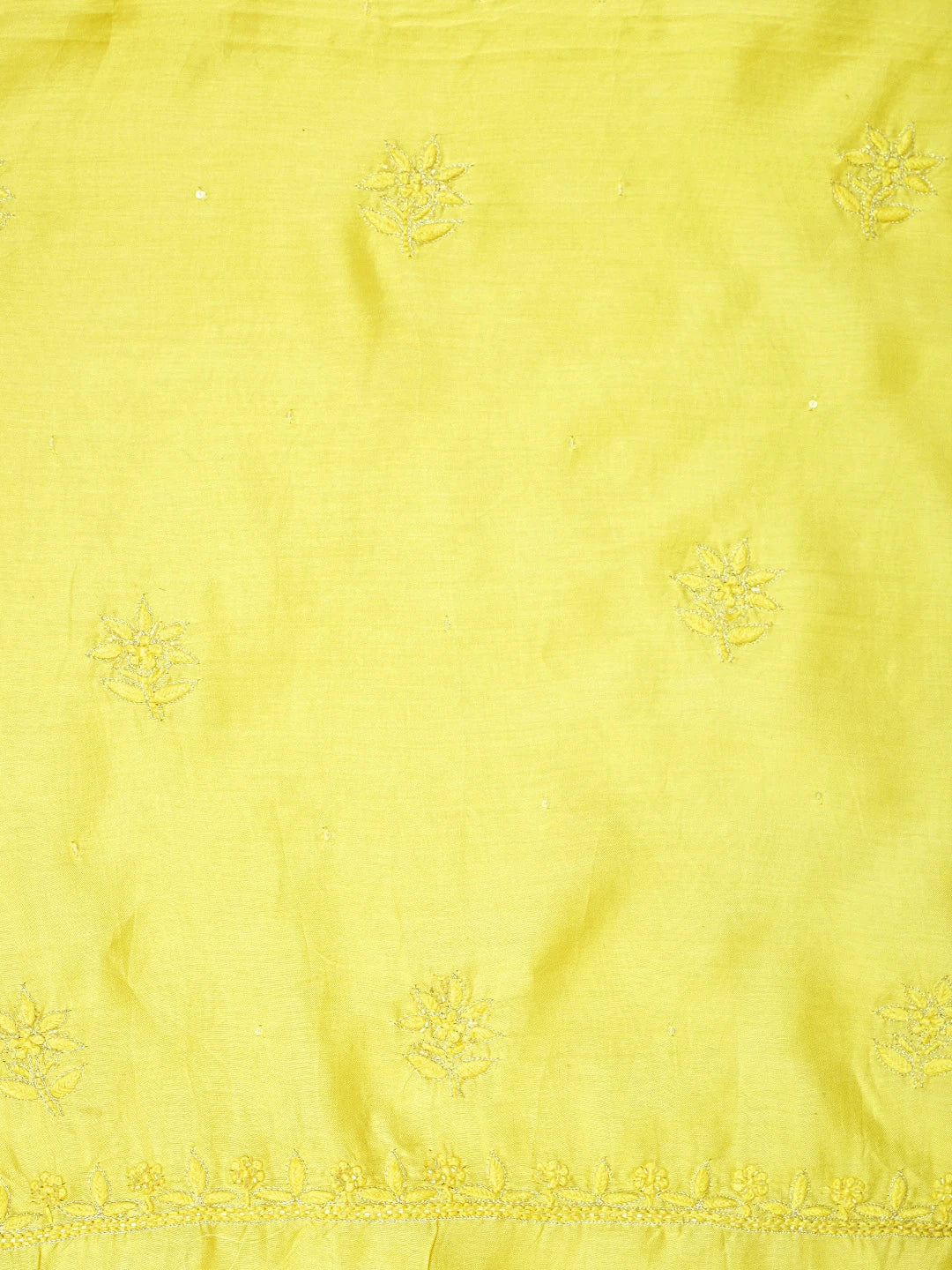 Ada Hand Embroidered Lemon Muslin Lucknowi Chikankari Unstitched Suit Piece With Zari Work 01A795829