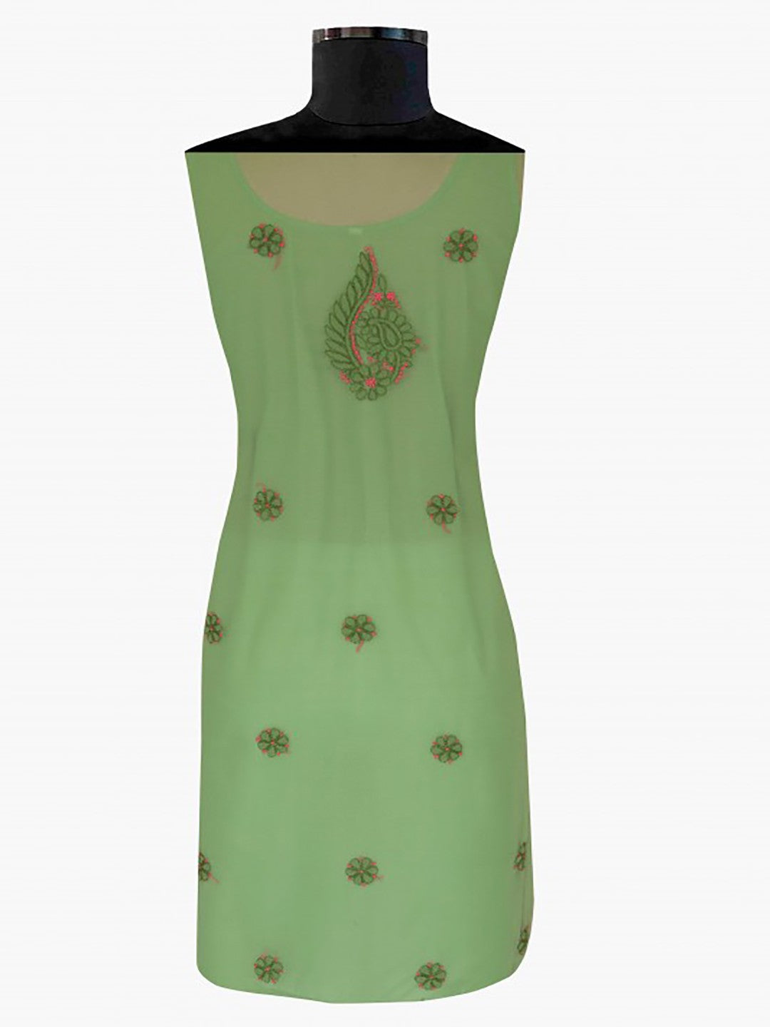 Ada Hand Embroidered Green Georgette Lucknowi Chikankari Unstitched Suit Piece A211191