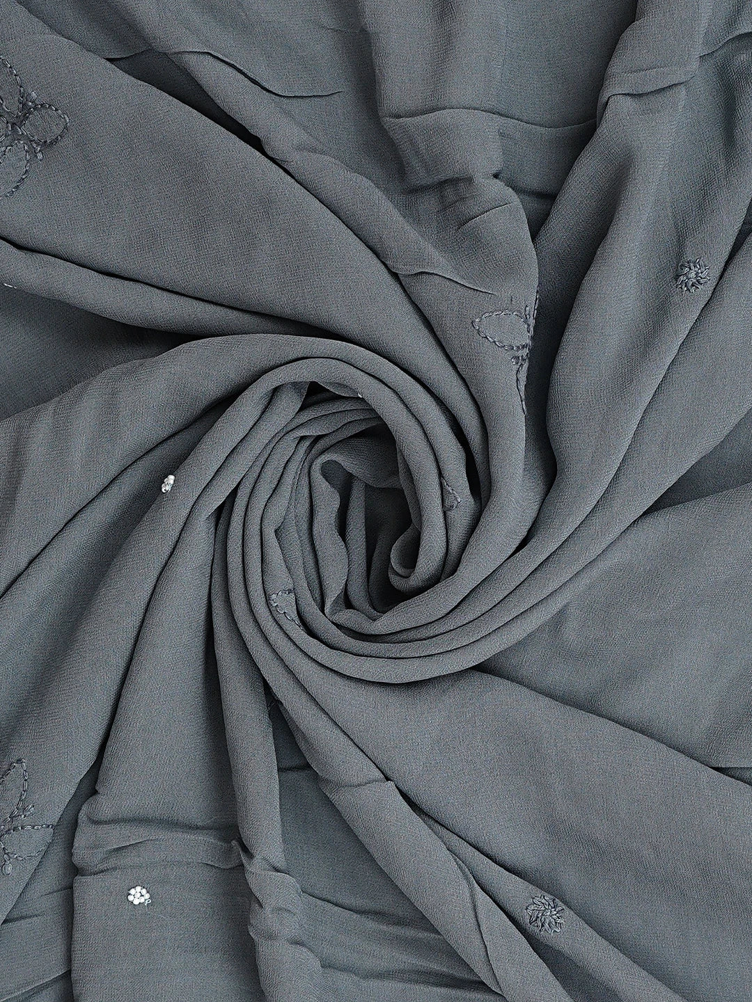 Ada Hand Embroidered Dark Grey Viscose Georgette Lucknowi Chikankari Unstitched Kurta Dupatta Set With Cutdana Work 01A893650