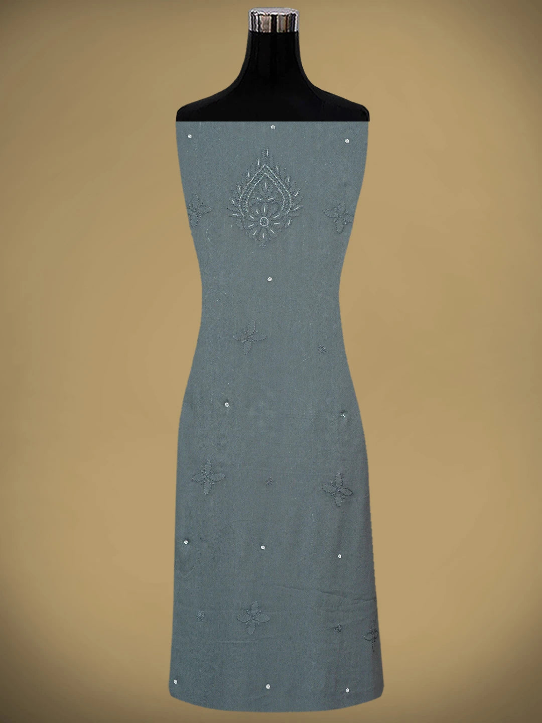 Ada Hand Embroidered Dark Grey Viscose Georgette Lucknowi Chikankari Unstitched Kurta Dupatta Set With Cutdana Work 01A893650