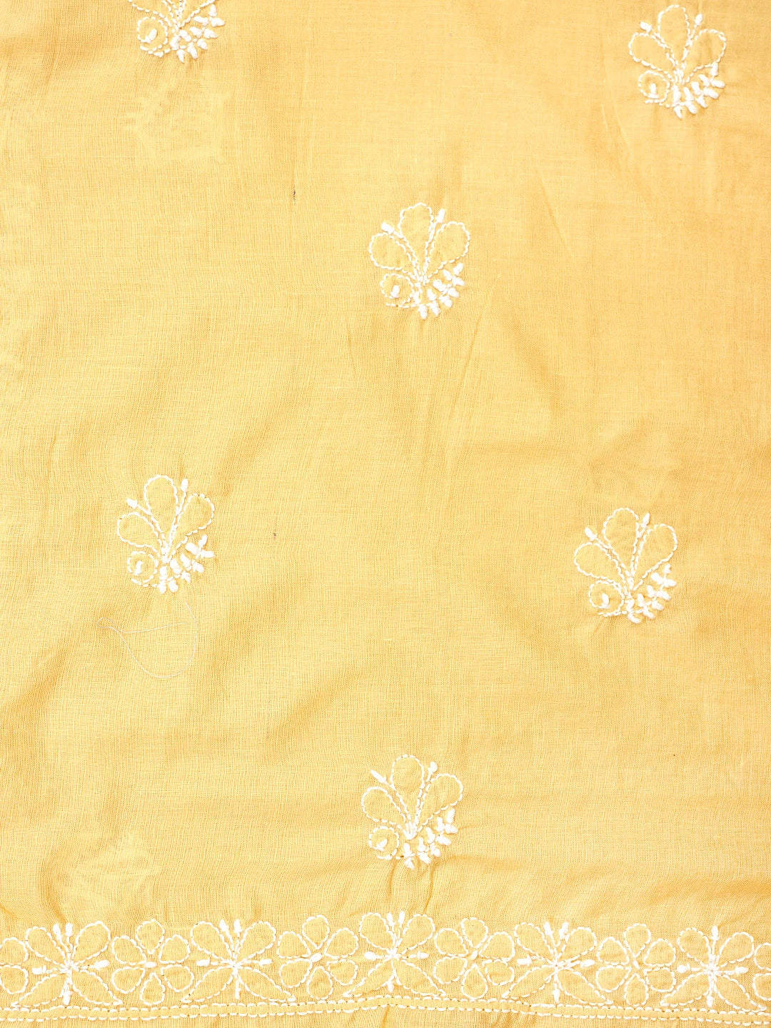 Ada Hand Embroidered Yellow Cotton Lucknowi Chikankari Unstitched Suit Piece 01A550355