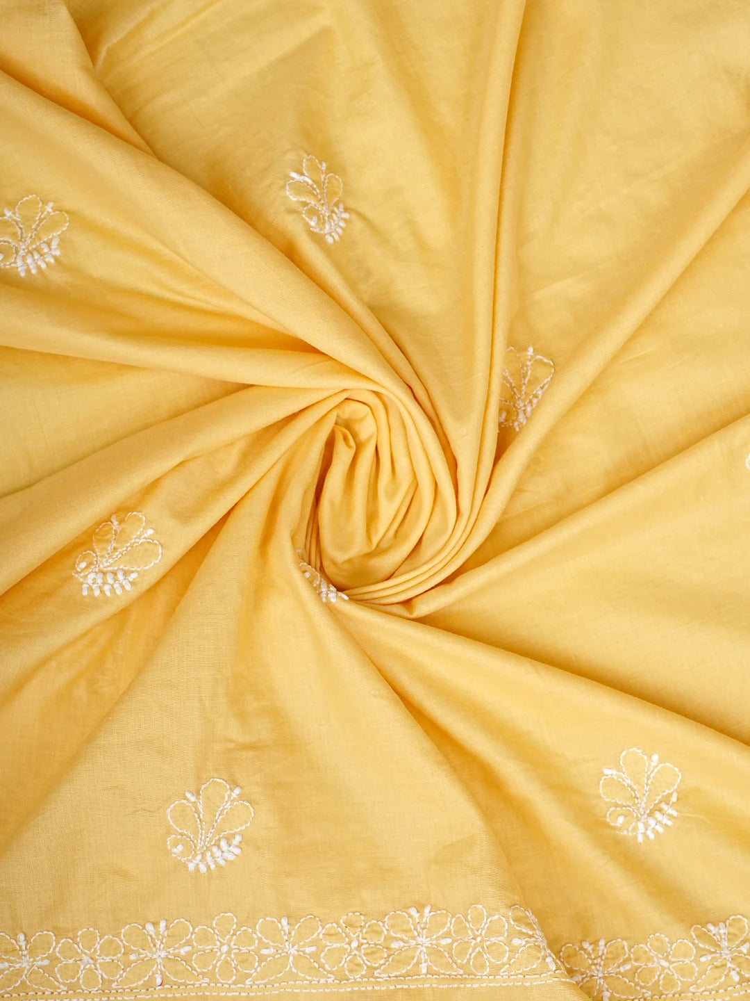 Ada Hand Embroidered Yellow Cotton Lucknowi Chikankari Unstitched Suit Piece 01A550355