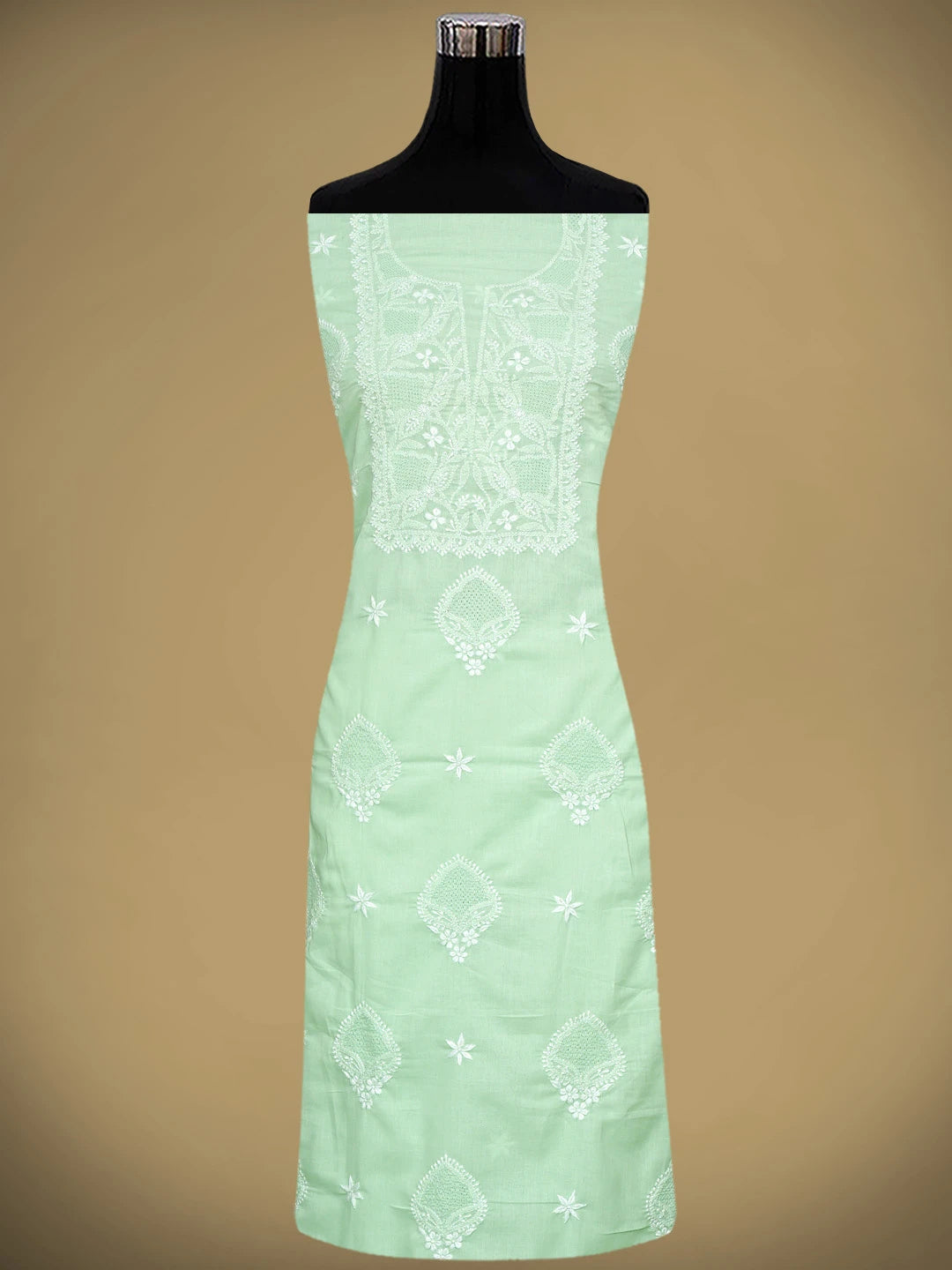 Ada Hand Embroidered Celadon Green Cotton Lucknowi Chikankari Unstitched Suit Piece 01A762962