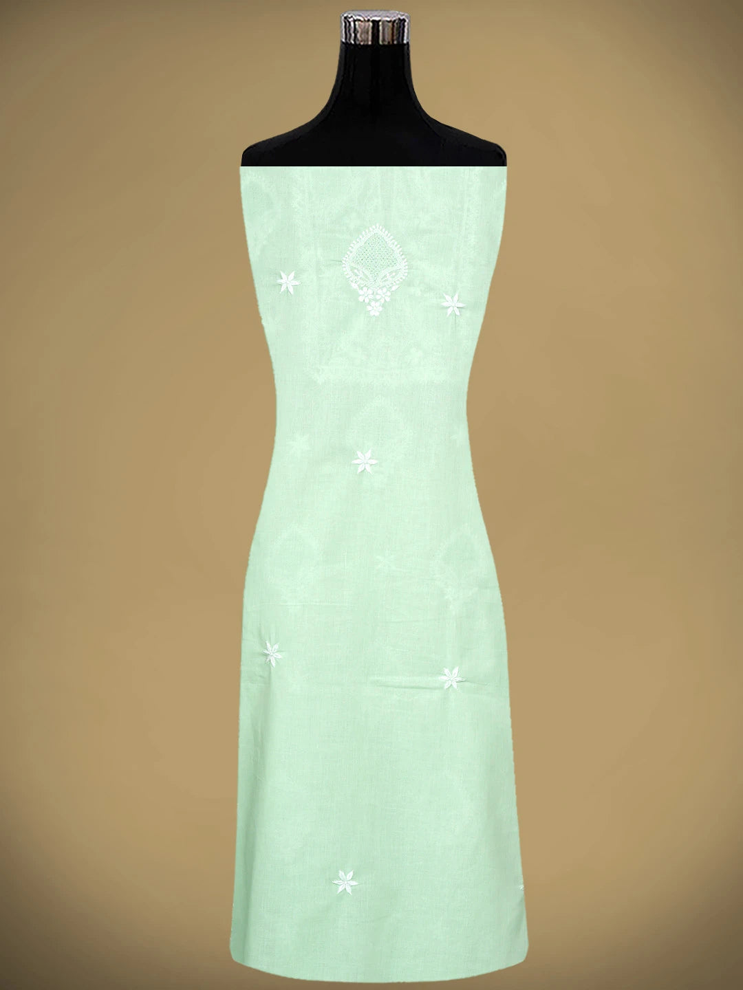 Ada Hand Embroidered Celadon Green Cotton Lucknowi Chikankari Unstitched Suit Piece 01A762962