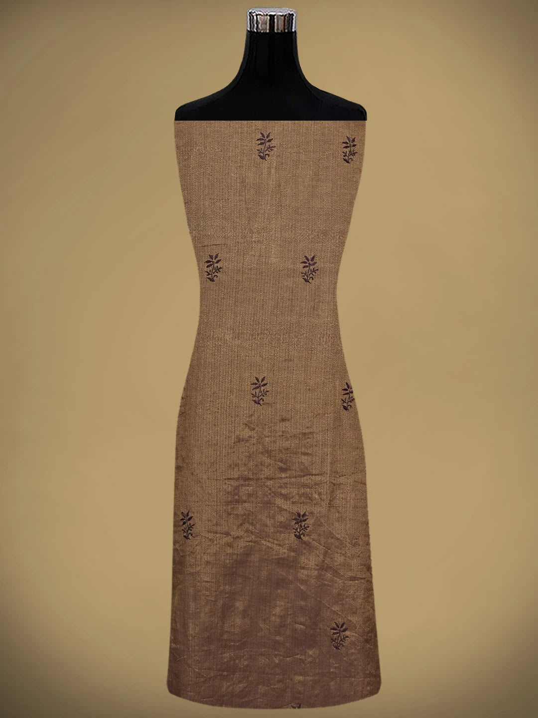 Ada Hand Embroidered Brown Tissue Lucknowi Chikankari Unstitched Kurta Dupatta Set 01A946067