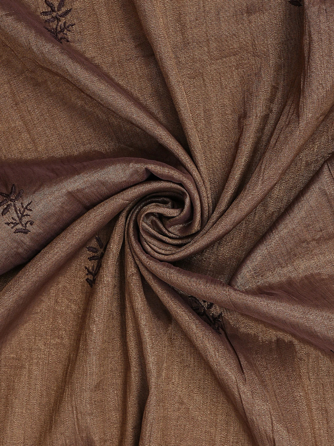 Ada Hand Embroidered Brown Tissue Lucknowi Chikankari Unstitched Kurta Dupatta Set 01A946067