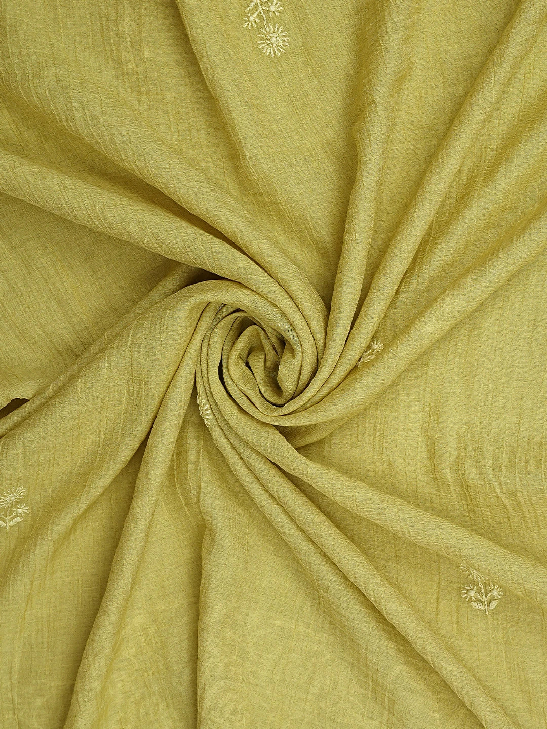 Ada Hand Embroidered Lime Green Tissue Lucknowi Chikankari Unstitched Kurta Dupatta Set 01A943637