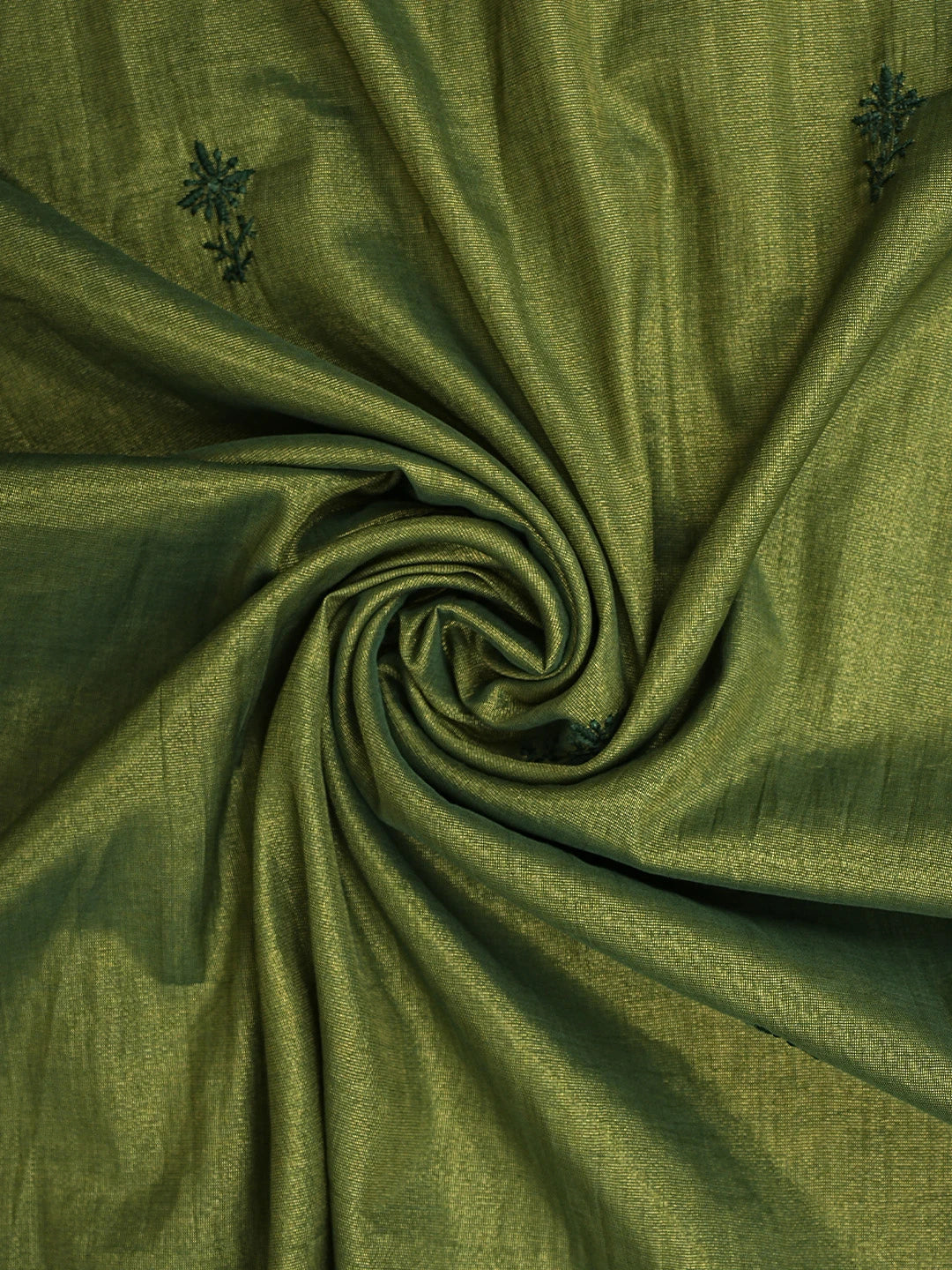 Ada Hand Embroidered Green Tissue Lucknowi Chikankari Unstitched Kurta Dupatta Set 01A946095