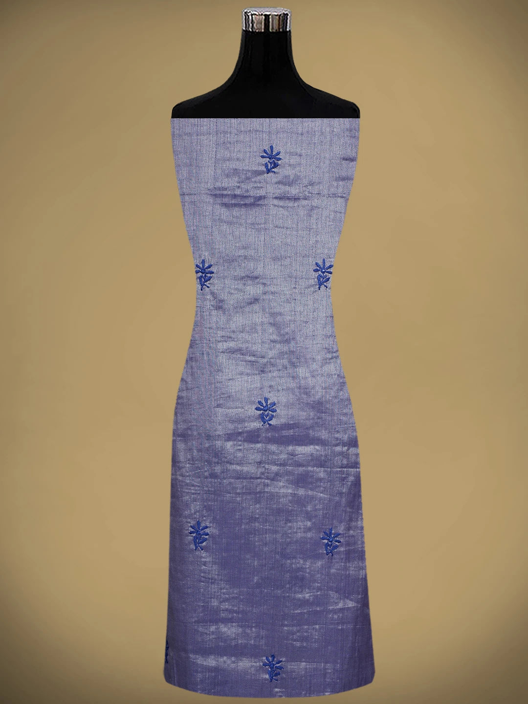 Ada Hand Embroidered Blue Tissue Lucknowi Chikankari Unstitched Kurta Dupatta Set 01A946072