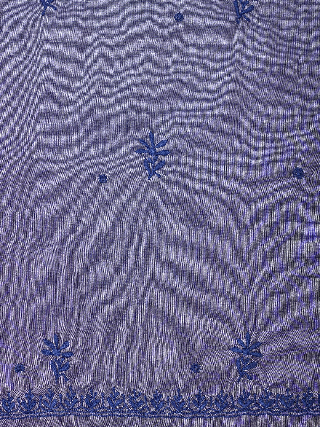 Ada Hand Embroidered Blue Tissue Lucknowi Chikankari Unstitched Kurta Dupatta Set 01A946072