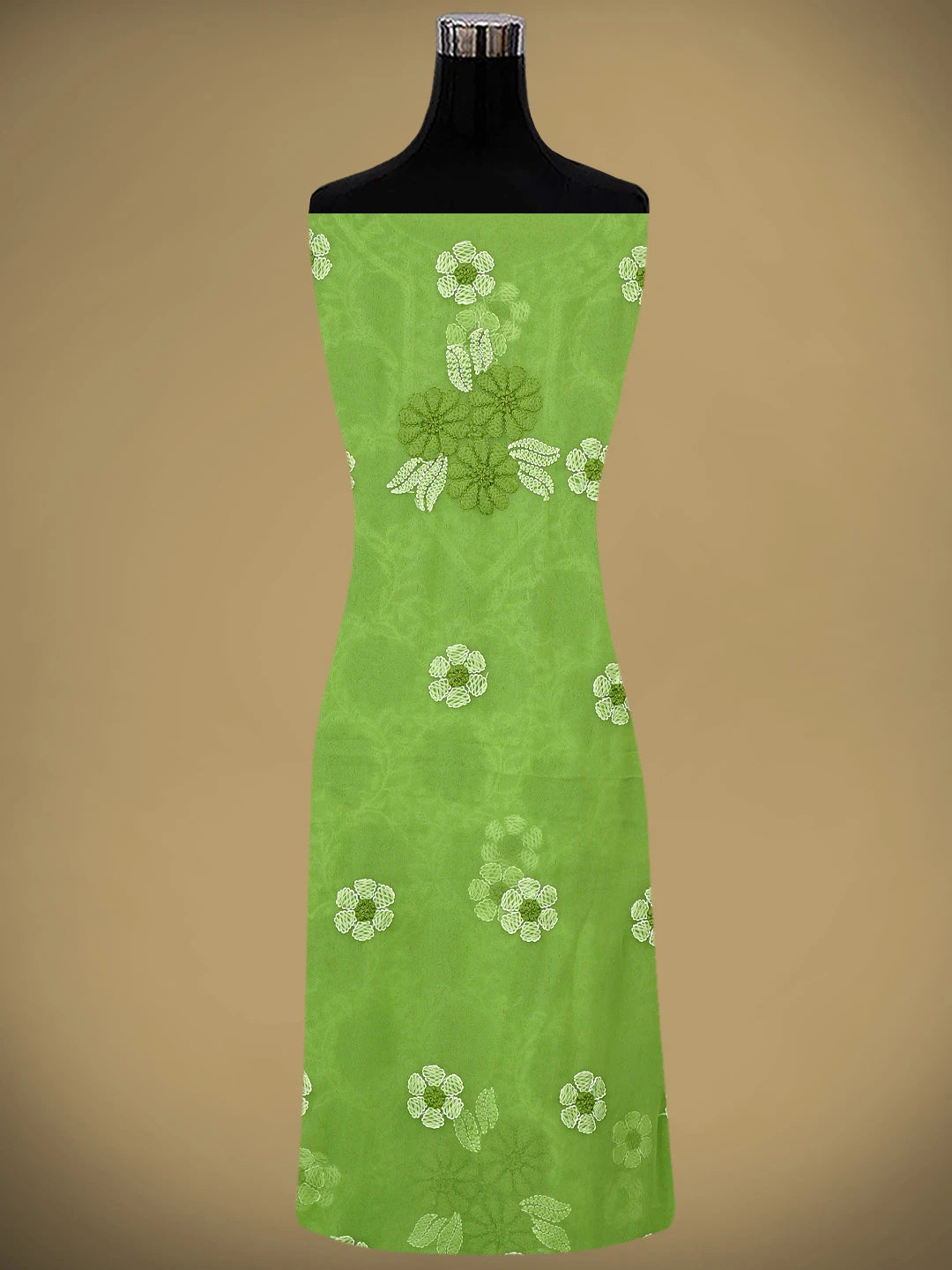 Ada Hand Embroidered Green Georgette Lucknowi Chikankari Unstitched Suit Piece 01A696681
