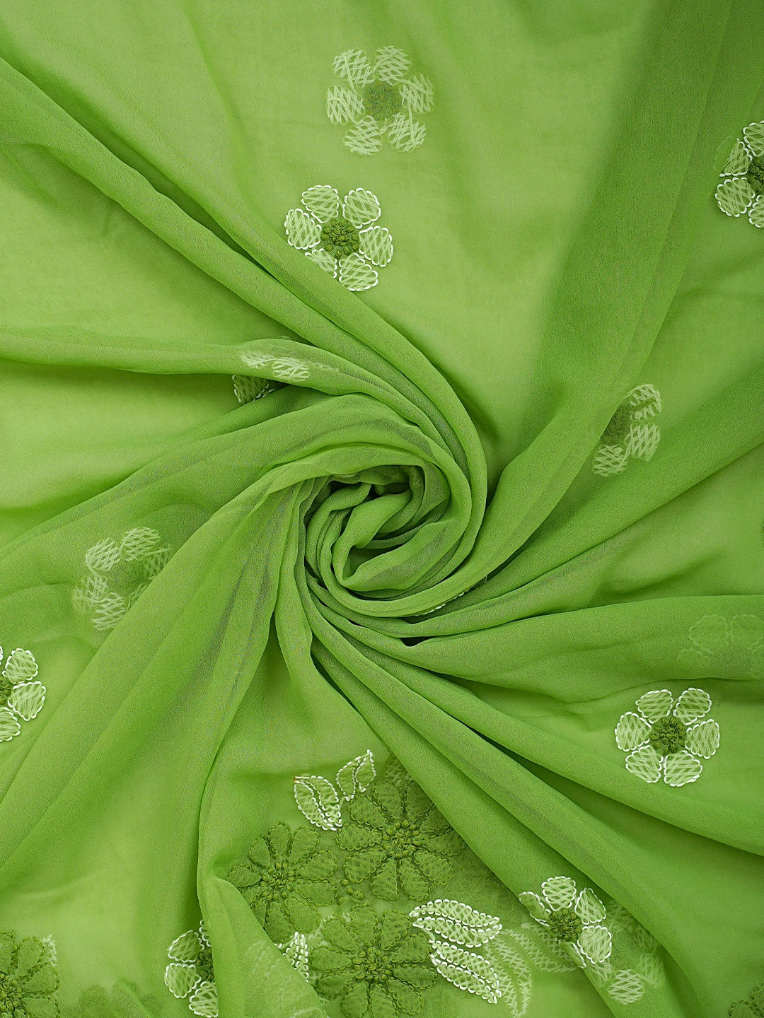 Ada Hand Embroidered Green Georgette Lucknowi Chikankari Unstitched Suit Piece 01A696681