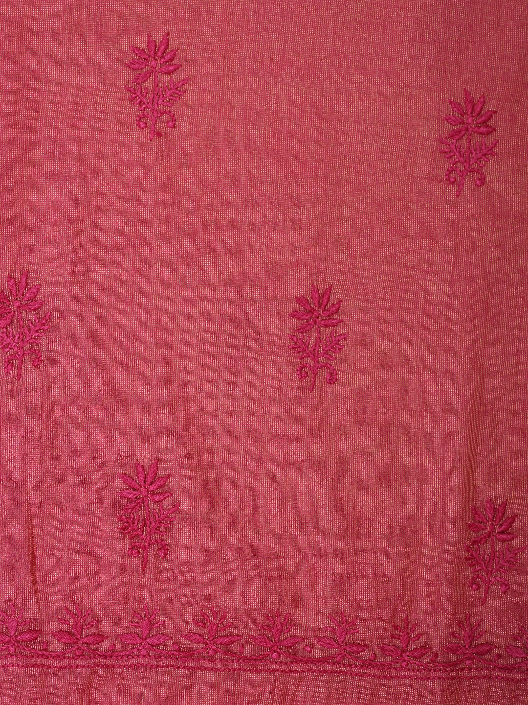 Ada Hand Embroidered Red Tissue Lucknowi Chikankari Unstitched Kurta Dupatta Set 01A946103