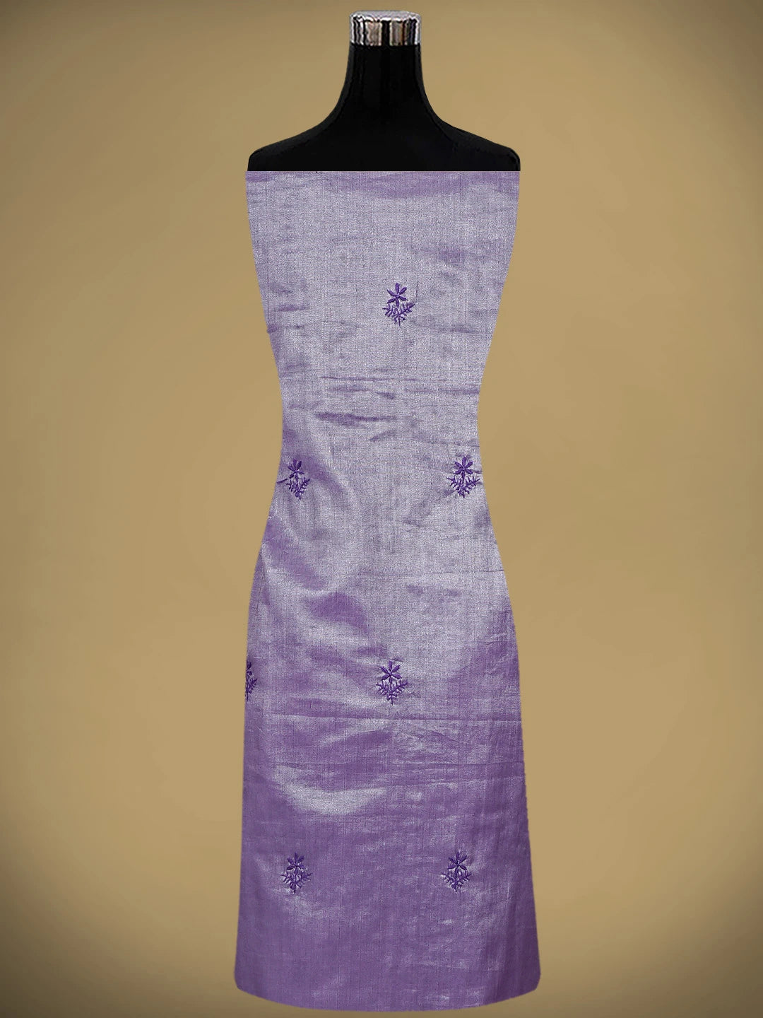 Ada Hand Embroidered Purple Tissue Lucknowi Chikankari Unstitched Kurta Dupatta Set 01A946078
