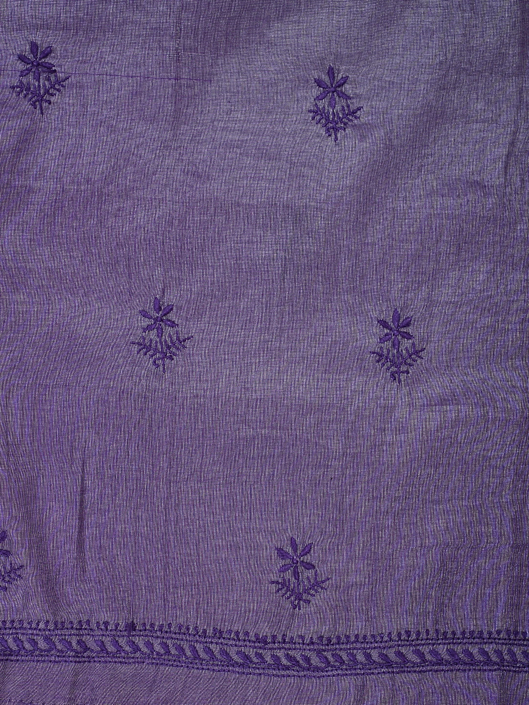 Ada Hand Embroidered Purple Tissue Lucknowi Chikankari Unstitched Kurta Dupatta Set 01A946078