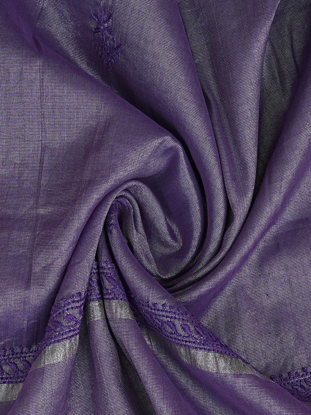 Ada Hand Embroidered Purple Tissue Lucknowi Chikankari Unstitched Kurta Dupatta Set 01A946078