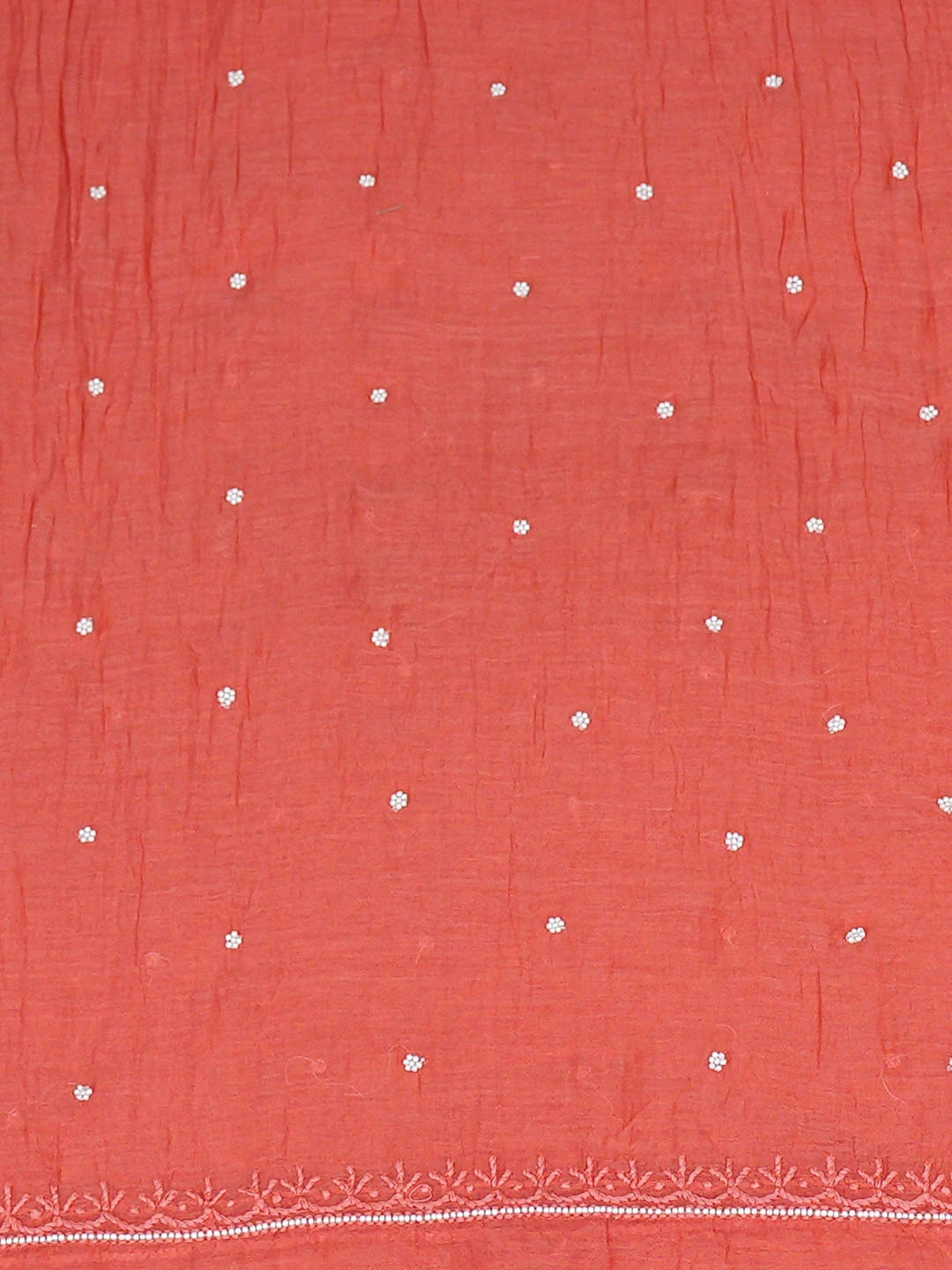 Ada Hand Embroidered Peach Chanderi Lucknowi Chikankari Unstitched Kurta Dupatta Set With Pearl Work 01A916717