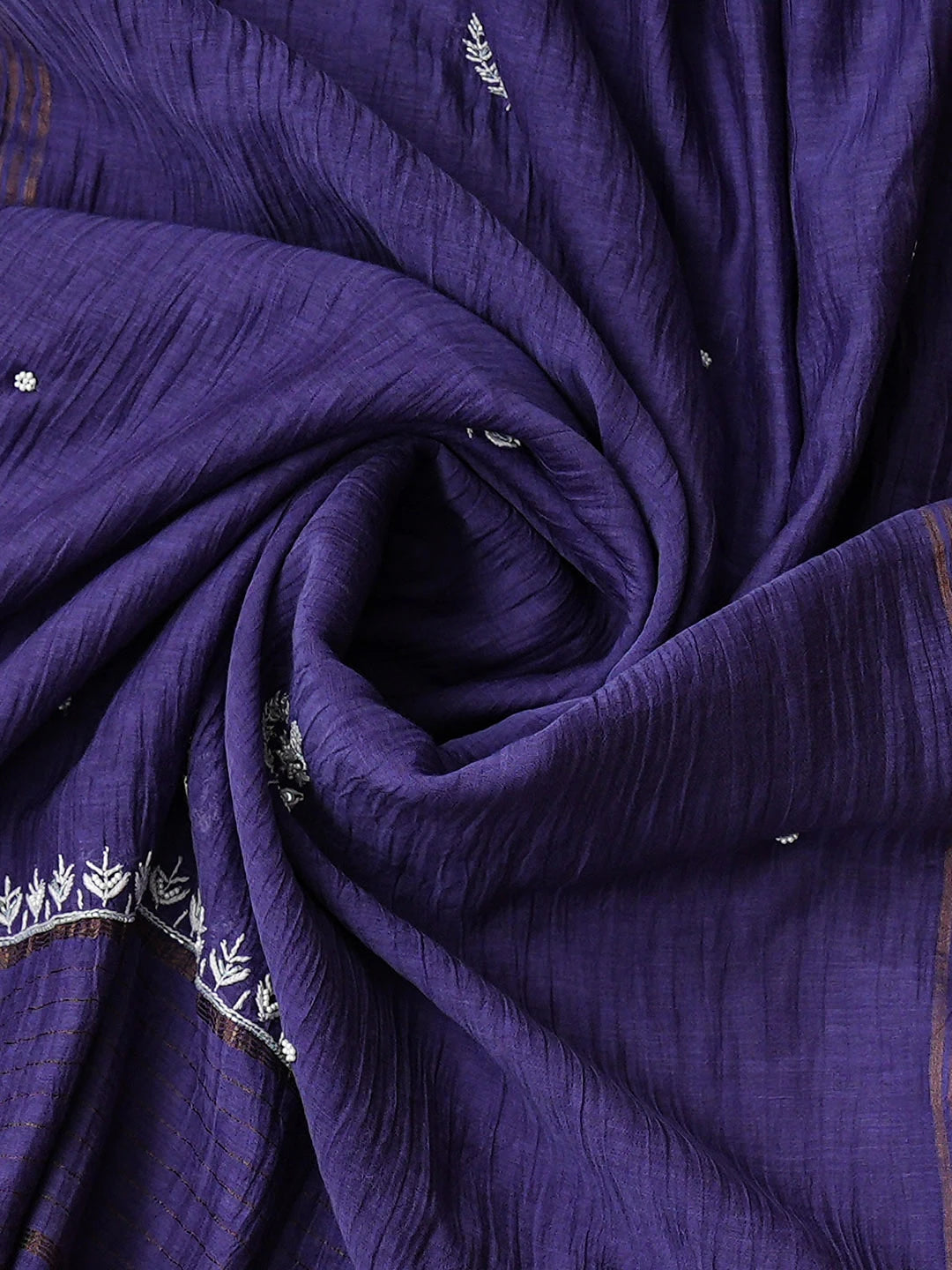 Ada Hand Embroidered Blue Chanderi Lucknowi Chikankari Unstitched Kurta Dupatta Set With Pearl Work 01A741586