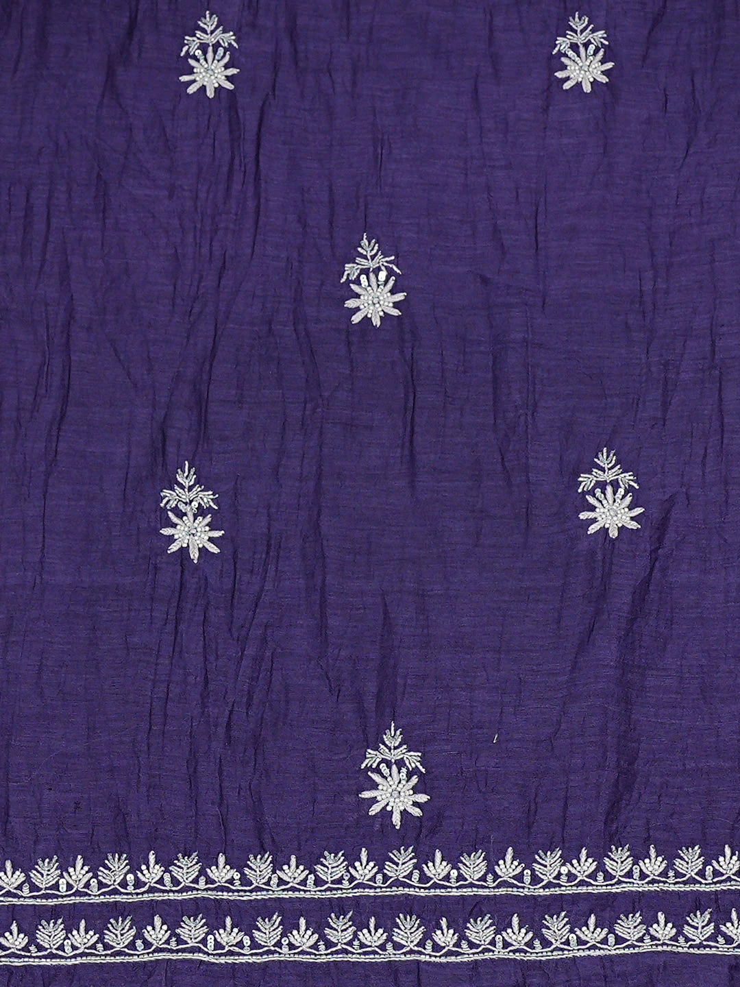 Ada Hand Embroidered Blue Chanderi Lucknowi Chikankari Unstitched Kurta Dupatta Set With Pearl Work 01A741586