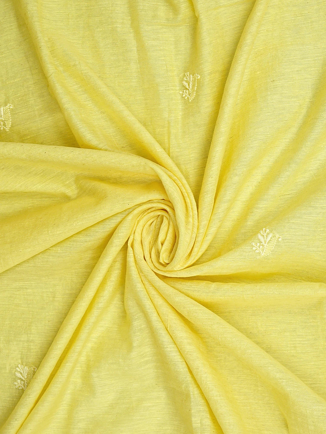 Ada Hand Embroidered Lemon Chanderi Lucknowi Chikankari Semi-stitched Kurta Dupatta Set 01A896621