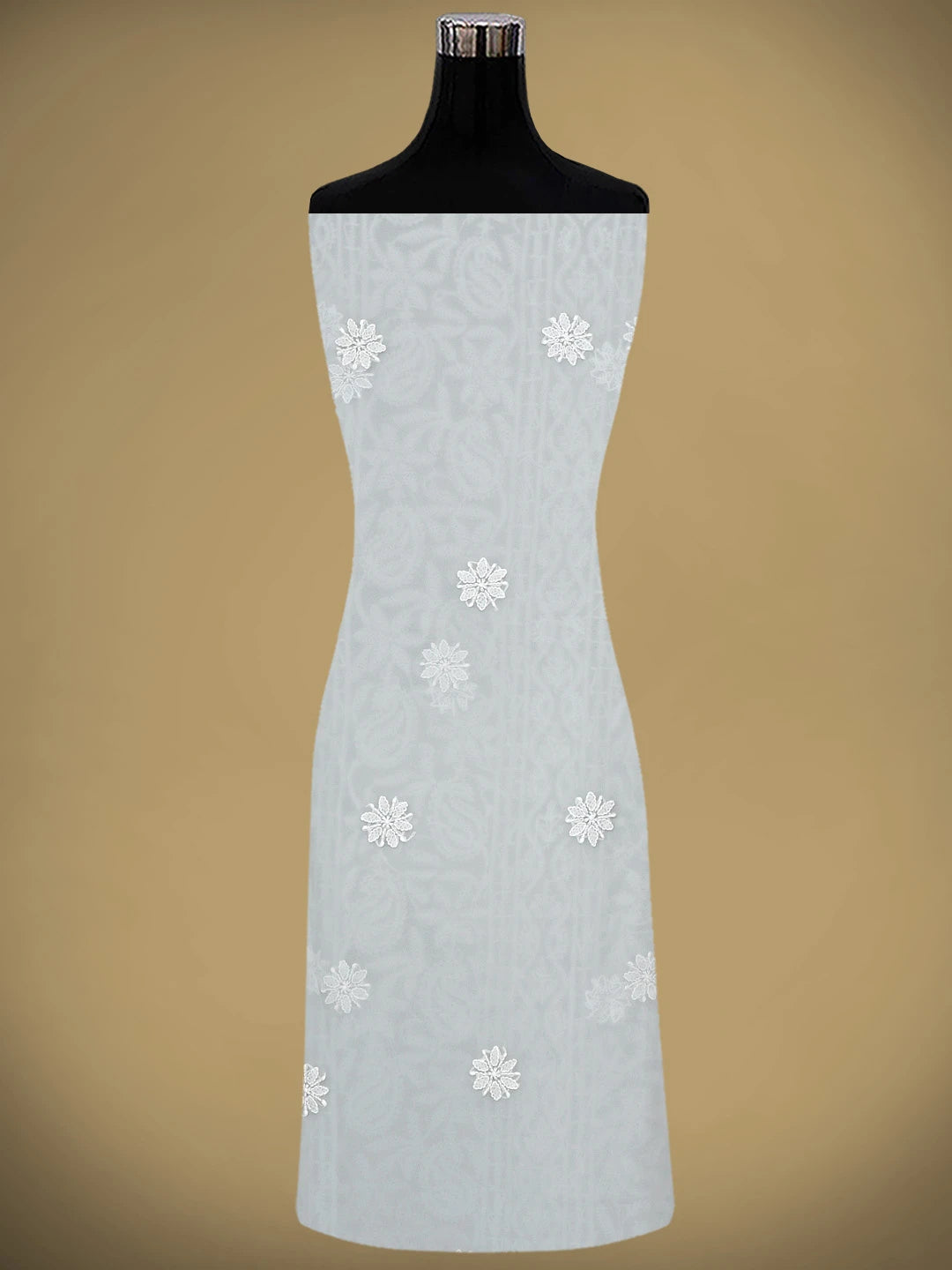 Ada Hand Embroidered Grey Georgette Lucknowi Chikankari Unstitched Suit Piece 01A873551