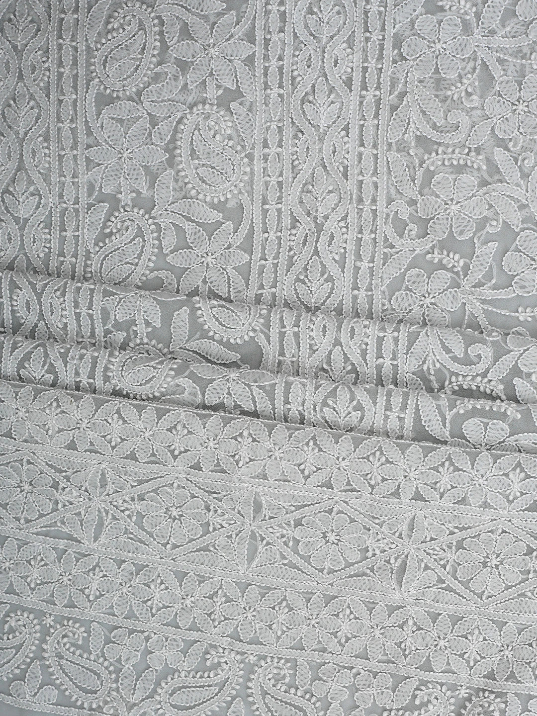 Ada Hand Embroidered Grey Georgette Lucknowi Chikankari Unstitched Suit Piece 01A873551