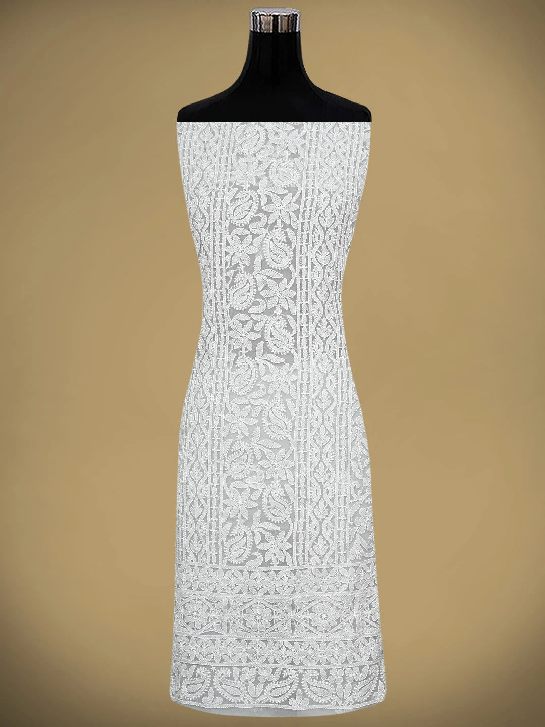 Ada Hand Embroidered Grey Georgette Lucknowi Chikankari Unstitched Suit Piece 01A873551
