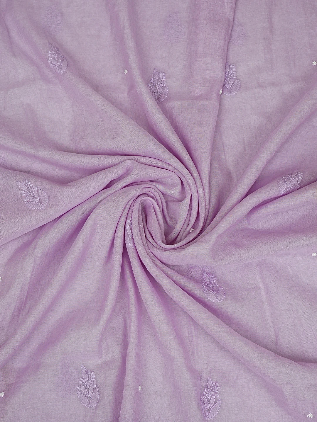 Ada Hand Embroidered Lavender Chanderi Lucknowi Chikankari Unstitched Kurta Dupatta Set With Pearl Work 01A939761