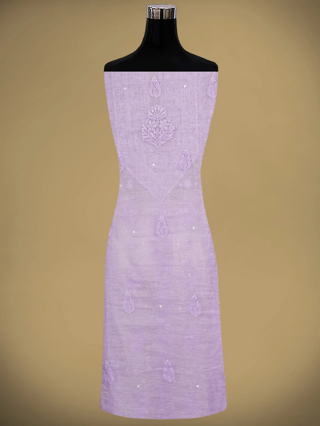 Ada Hand Embroidered Lavender Chanderi Lucknowi Chikankari Unstitched Kurta Dupatta Set With Pearl Work 01A939761