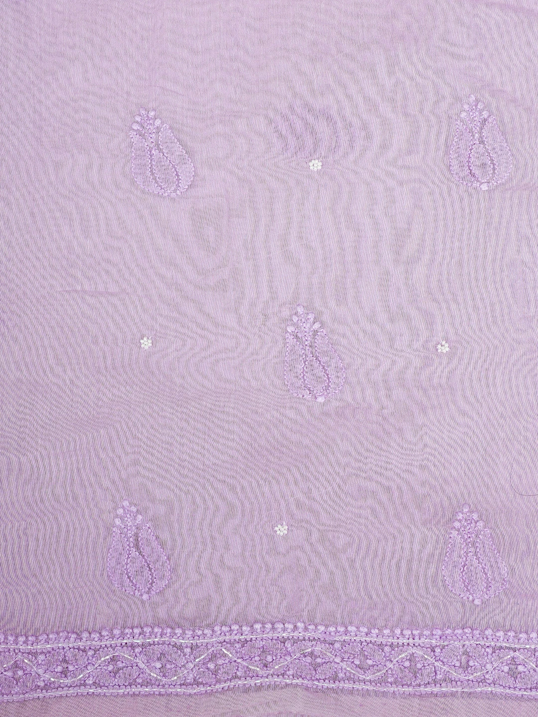 Ada Hand Embroidered Lavender Chanderi Lucknowi Chikankari Unstitched Kurta Dupatta Set With Pearl Work 01A939761