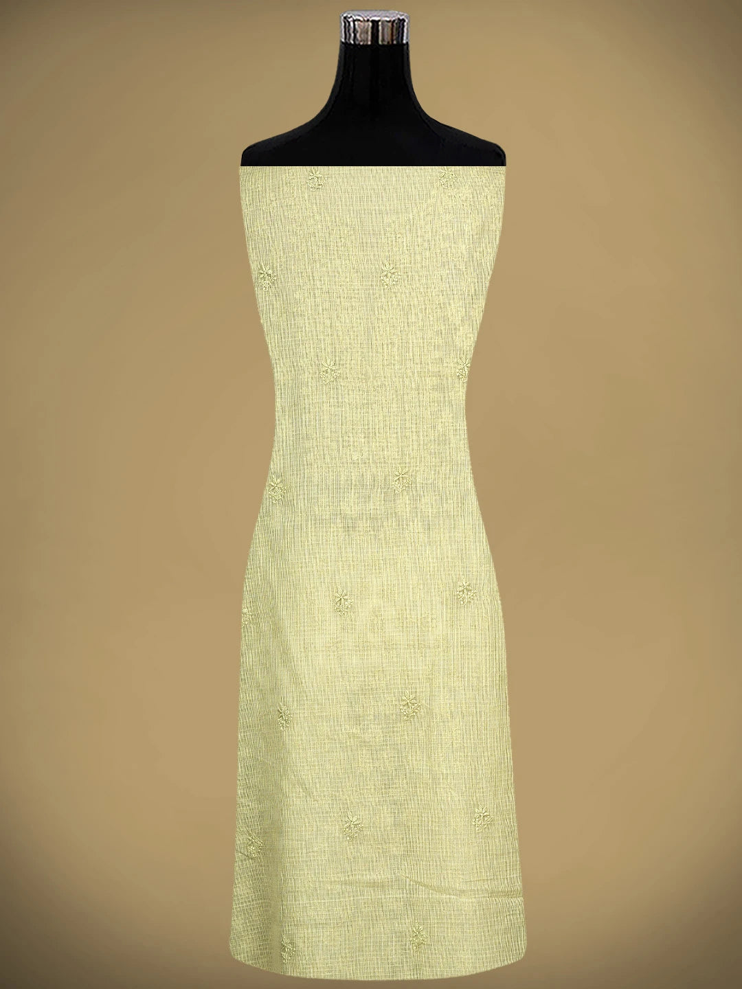 Ada Hand Embroidered Pista Green Cotton Lucknowi Chikankari Unstitched Kurta Dupatta Set 01A903203