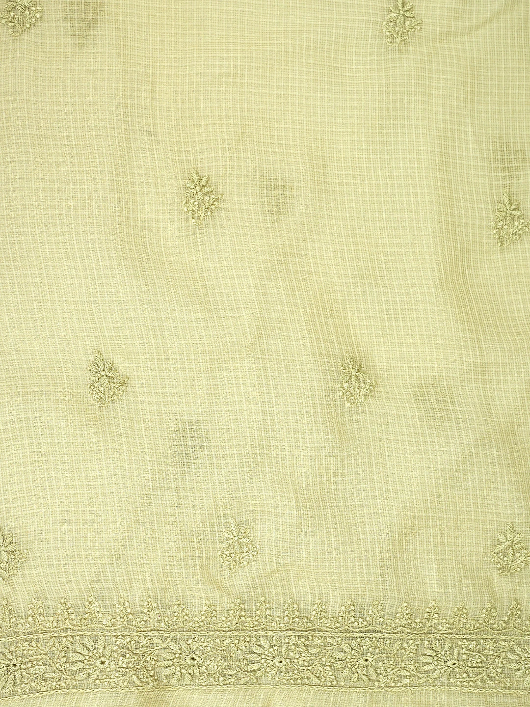 Ada Hand Embroidered Pista Green Cotton Lucknowi Chikankari Unstitched Kurta Dupatta Set 01A903203