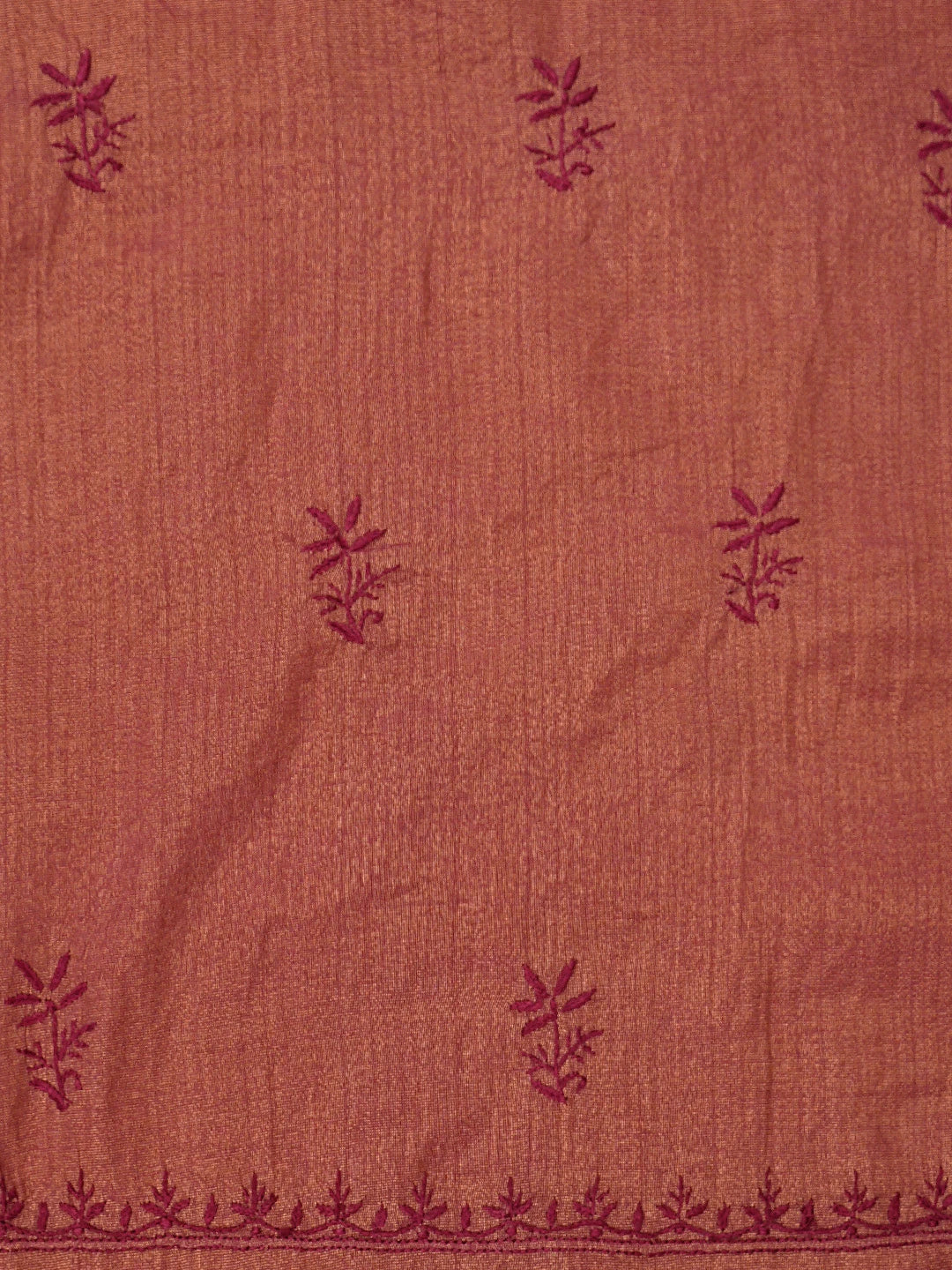 Ada Hand Embroidered Maroon Tissue Lucknowi Chikankari Unstitched Kurta Dupatta Set 01A946091