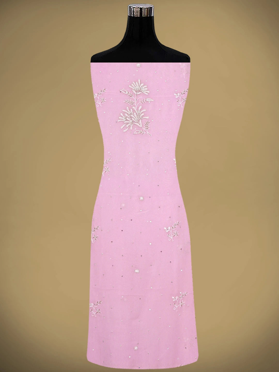 Ada Hand Embroidered Pink Viscose Georgette Lucknowi Chikankari Unstitched Kurta Dupatta Set With Cutdana Work 01A922571